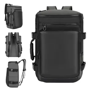 OMAKSA-mochila impermeable de cuero para hombre, bolso de viaje de gran capacidad con puerto usb para ordenador portátil