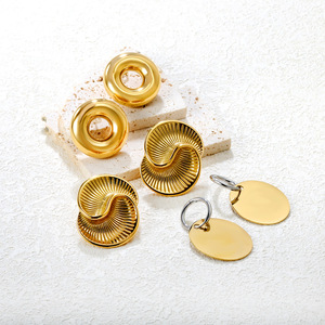Fashion <b>Stud</b> <b>Earrings</b> 18k Gold Plated Geometric Oval Shape Stainless Steel For Women - Product Image 1