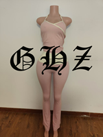 Ensemble de vêtements de détente pour femmes Y2K aux couleurs bonbon, avec logo personnalisé, débardeur à bretelles superposé et pantalon évasé décontracté, ensemble de yoga pour femmes