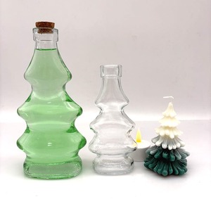 Botella de <span class=keywords><strong>Vino</strong></span> de Vidrio Transparente con Forma de Árbol de Navidad, Botella de Deseos con Corcho, Botella para Dulces, Leche y Té - Product Image 2