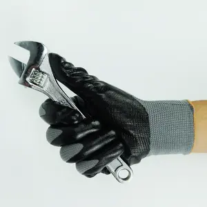 Wholesale Nitrile Coated Industrial Work Safety Dipped White Polyester Gloves