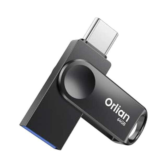 Custom Logo 64GB USBC OTG Dual Drive USB 3.0 Flash Drive Metal Waterproof Swivel Design for PC Laptop Tablet Portable Accessory
