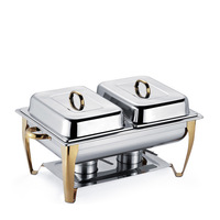 Restaurant de haute qualité en acier inoxydable chauffe-plats rectangulaire élégant luxe Buffet ensemble de chauffe-plats