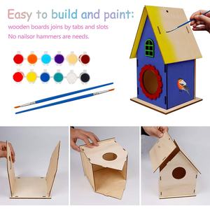 Commercio all'ingrosso della fabbrica dei bambini di legno della casa degli uccelli Set di Graffiti, decorazione esterna del giardino appeso in legno gabbia degli uccelli - Product Image 2