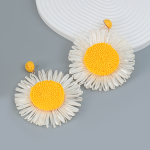 Nouvelles boucles d'oreilles <span class=keywords><strong>en</strong></span> raphia, cercle de plantes <span class=keywords><strong>en</strong></span> rotin, fleur pendante, boucles d'oreilles <span class=keywords><strong>en</strong></span> paille tissée à la main pour femmes, bijoux d'été pour la plage - Product Image 3