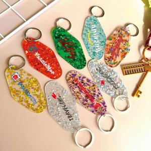 Custom Acrylic UV for DTF Decal Printing Motel Keychain Glitter Rhombus Shape Luggage Tags and Room Labels Blank Plastic - Product Image 4