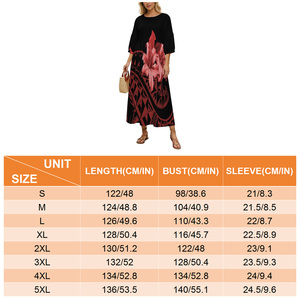 Robe longue décontractée ample à col rond et manches bouffantes pour <span class=keywords><strong>femme</strong></span>, imprimé <span class=keywords><strong>tatouage</strong></span> tribal polynésien <span class=keywords><strong>rose</strong></span> et blanc, collection en promotion - Product Image 6