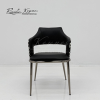 Fauteuil de salle à manger personnalisable en cuir PU Keynes, imprimé léopard, pieds en métal, vente en gros pour la maison et le commerce