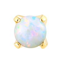 Métal éternel Style classique 14K solide synthétique blanc opale boule Cartilage bijoux Push-In sans fil extrémités Piercing bijoux