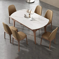 Table à manger ovale en bois blanc, design nordique minimaliste moderne en marbre, résistance à la chaleur, luxe haut de gamme