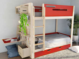 Litera de madera sólida para niños, cama alta y baja multifuncional con <span class=keywords><strong>escalera</strong></span> y estantes de almacenamiento, muebles modernos de dormitorio - Product Image 3