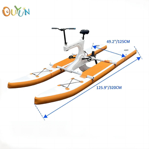 アクアレースバイクインフレータブルフローティングウォーターバイクペダルボートハイドロサイクル自転車ウォーターバイク、ウォーターゲーム用ペダルドライブ付き - Product Image 2