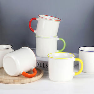 Mug en céramique rétro, design classique vintage, grande capacité avec poignée, couleur unie, idéal pour les cadeaux - Product Image 2