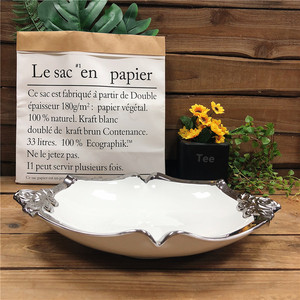 <span class=keywords><strong>Assiette</strong></span> en céramique moderne à bord <span class=keywords><strong>argent</strong></span>é et assiettes profondes avec bordure <span class=keywords><strong>argent</strong></span>ée adaptées aux fêtes de mariage - Product Image 3