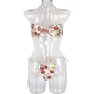 Embroidered Sexy Womens Clothing Fresh Printed Ribbon Bow Sexy See-Through Underwear Set - Product Image 5