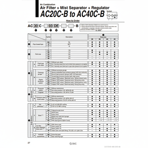 การรวมกันของลม AC40C-04E1-V1-B ชิ้นส่วนนิวเมติก SMC - Product Image 1