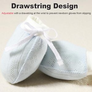 Mitaines anti-rayures pour bébé, gants chauds et respirants, design à cordon, en coton doux, petits gants d'automne - Product Image 4