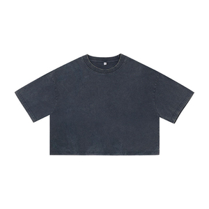 Camiseta Corta para Mujer, con Logotipo Personalizado, Lavado Ácido, Corte Vintage, de Algodón, Sexy, para Mujer, Estilo Urbano - Product Image 3