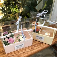 Kotak Hadiah Kue Bunga - Kotak Bunga Kue Transparan Festiva yang Dapat Dipegang - Kotak Rangkaian Bunga Buah - Kotak Bunga PVC