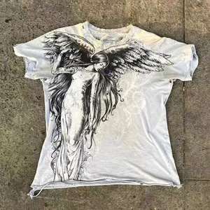 T-shirt a maniche corte da <span class=keywords><strong>uomo</strong></span> in cotone 100% con stampa di lettere, vestibilità regolare, stile Harajuku Gothic, collezione High Street anni 2000, Y2K - Product Image 3
