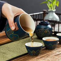 Ensemble de tasses à thé chinoises de luxe, portable, en porcelaine, vaisselle, ensemble de théière chinoise Kung Fu avec sac cadeau