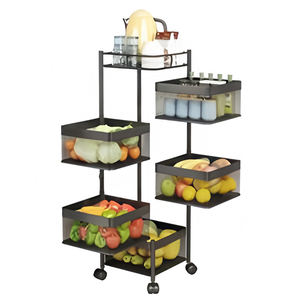 आधुनिक घर कार्यालय धातु भंडारण क्यूब आयोजक स्लाइडिंग कैबिनेट स्टैंड-प्रकार ट्रॉली के साथ वर्गाकार तार टोकरी - Product Image 1