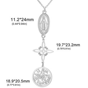 Collier pendentif triple protection en gros, nœud de sorcière, pentagramme, tétragrammaton, Saint-Benoît, acier inoxydable, amulette spirituelle - Product Image 2