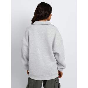 FOXA 2024 Otoño/Invierno moda reina mujer de gran tamaño media cremallera sudaderas Casual pulóver camisas de manga larga con capucha - Product Image 3