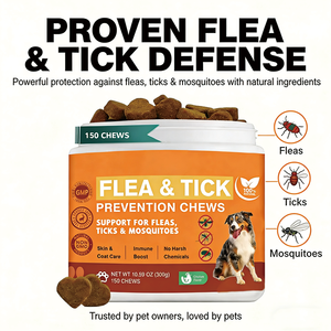 Friandises à mâcher naturelles <span class=keywords><strong>et</strong></span> biologiques pour la prévention des puces <span class=keywords><strong>et</strong></span> des tiques chez le <span class=keywords><strong>chien</strong></span>, 150 unités, saveur poulet, favorise la santé de la peau <span class=keywords><strong>et</strong></span> du pelage pour toutes les races - Product Image 5