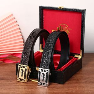 Nouvelle <span class=keywords><strong>ceinture</strong></span> automatique en acier tressé en cuir de vache à imprimé crocodile <span class=keywords><strong>pour</strong></span> hommes - Product Image 1