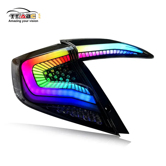 TT-ABC RGB APP Control Full Led Tail Light For Honda Civic 2016--2021 Multi-color Rear Bumper Light