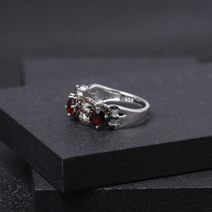 In Stock Vintage 925 Silver Inlaid <b>Crystal</b> Rhinestone Gemstone Wedding <b>Ring</b> High Elegance Women's Factory Direct Sale - Product Image 3