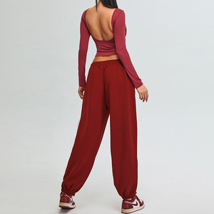 Nouveau automne et hiver Slim Sports Big <span class=keywords><strong>U</strong></span> beau dos course Fitness Logo personnalisé couleur unie survêtement femme - Product Image 6