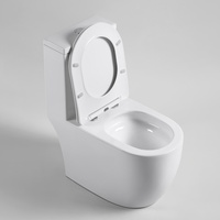 Inodoros Modernos Blancos de Cerámica Fáciles de Limpiar, Inodoro de Una Pieza con Sistema Tornado y Vortex, con Botón de Descarga Redondo para Baño