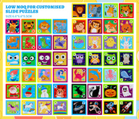 Jeux de Puzzle personnalisés Slide Animal mignon Donut voiture Princesse Dent Pirate Jeu de Puzzle coulissant Jouets distribués Party Favors pour les enfants