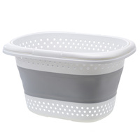 Panier à linge pliable en plastique 32L avec poignée, conteneur de stockage pliable, panier à linge portable pour économiser de l'espace