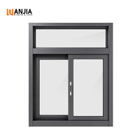 Ventana Corredera de Aluminio con Vidrio Fijo Superior Panorámico, Vidrio Templado Transparente, Diseño Minimalista y Delgado, con Bloqueo Automático