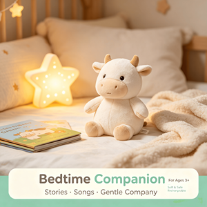 Bambola Interattiva a Forma di Mucca Ricamata, Super Morbida, con Funzione di Canto e Racconto Storie, per Bambini e Regali di Compleanno - Product Image 3