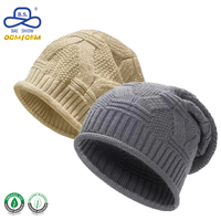 Gorro de Punto Personalizado de Primera Calidad, Estilo Slouchy, con Patrón Trenzado de Punto Moss, Color Carbón, para Unisex, Invierno