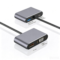 Adaptateur USB-C 4-en-1 en aluminium en promotion : Prise en charge HD, VGA, USB 3.0, PD – Hub et station d'accueil compatible PC, ordinateur portable