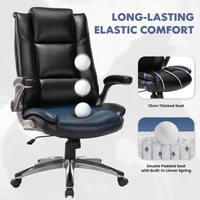 Fauteuil de bureau ergonomique inclinable avec appui-tête, support lombaire, accoudoirs réglables, dossier haut, durable, moderne, pivotant pour réunions