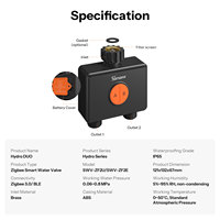 Minuteur d'arrosage de jardin étanche Sonoff 2 sorties, pulvérisateur Hydro DUO, vanne d'eau intelligente Zigbee double canal avec débitmètre SWV-ZF2E