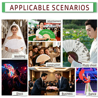 Éventail artisanal frais de 23 cm avec impression UV de qualité supérieure, personnalisation complète du motif, cadeau promotionnel tendance pour les mariages et événements.