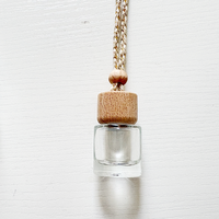 Flacon de parfum pour voiture en verre de 8 ml, transparent, vide, diffuseur, avec couvercle en bois, pour huiles essentielles, désodorisant, rechargeable