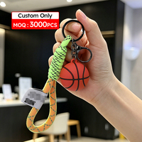 Porte-clés en caoutchouc PVC personnalisé, pendentif de sac de sport en silicone, porte-clés de basketball 3D, écologique, haute qualité, MOQ 3000 pièces