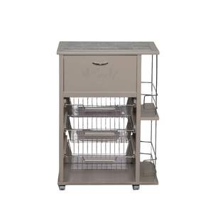 Carrito de Cocina MASLEGNO, Moderno y Resistente, de Madera Maciza de Haya, con Porta Pan y Botellas, Ruedas de Plástico y Asas de Hierro, Ideal para Hogares Compactos - Product Image 2