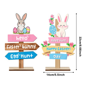 DAMAI Easter Colorful Bunny Slogan Wooden Ornaments Tabletop Decor Crafts for Spring Garden Party Home Festive Display Supplies - Product Image 4
