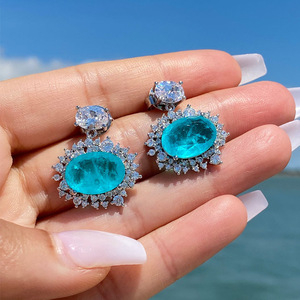 Pendientes de Zirconia Azul de Lujo para Mujer, Elegantes y Brillantes, Joyería de Moda, Accesorio para Fiesta Nupcial, Estilo Moderno - Product Image 6
