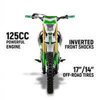 Moto tout-terrain professionnelle de 125 cm3 avec amortisseurs avant inversés, grandes roues de 17/14 pouces, Pit Bike Motocross pour adultes