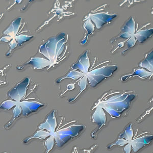 5D en relief papillon <span class=keywords><strong>Nail</strong></span> <span class=keywords><strong>Art</strong></span> autocollants auto-adhésif coquille lumière papillons ongles décalcomanies <span class=keywords><strong>printemps</strong></span> été ongles autocollants - Product Image 5